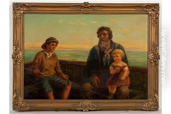 A Fisherman And His Children Oil Painting by James Drummond