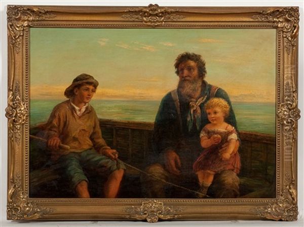 A Fisherman And His Children Oil Painting by James Drummond