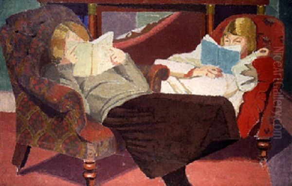 Two Girls Reading by Malcolm Drummond