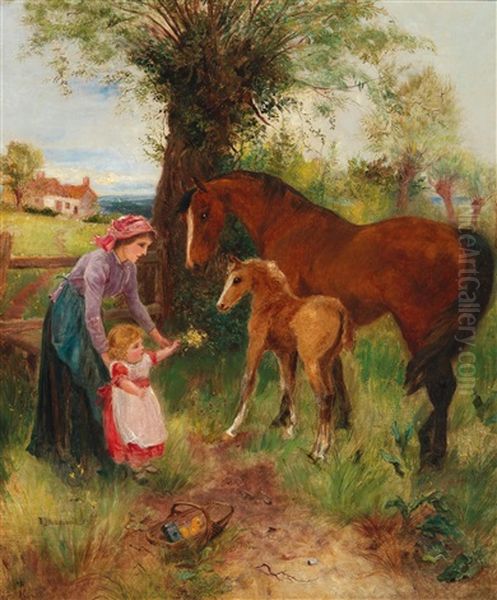 Visiting The Horses Oil Painting by Nora Drummond