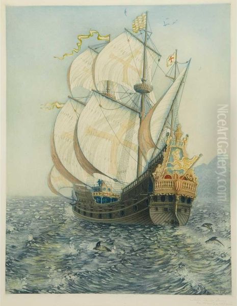 The Golden Galleon Oil Painting by John Taylor Arms