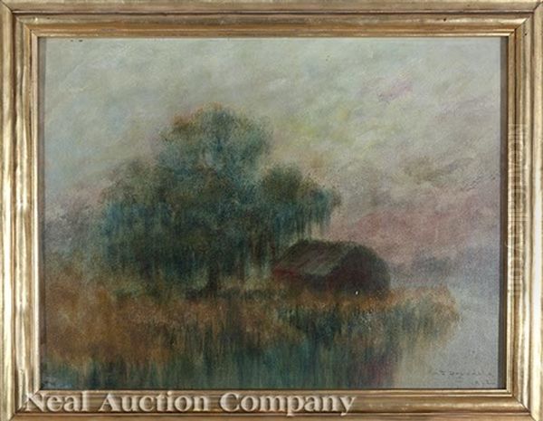 Bayou Landscape With Cabin Oil Painting by Alexander John Drysdale