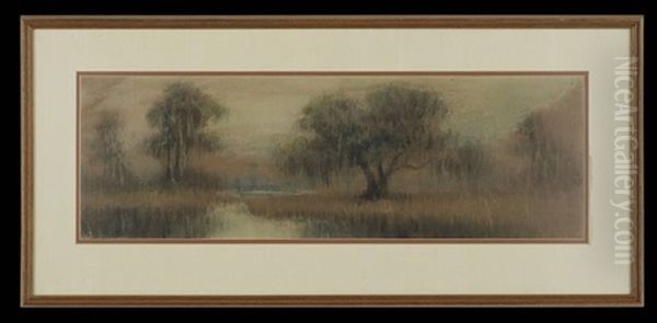 Cypress At Dusk Oil Painting by Alexander John Drysdale