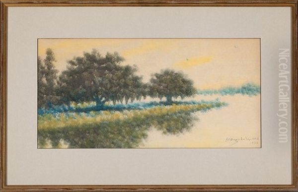 Live Oak Trees In The Louisiana Bayou Oil Painting by Alexander John Drysdale