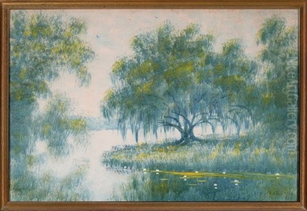 Lone Oak, Louisiana Bayou Oil Painting by Alexander John Drysdale