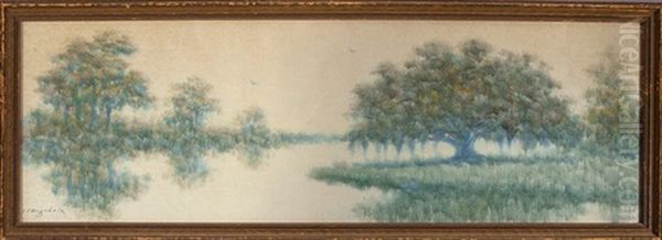 Louisiana Live Oak Tree On The Bayou Oil Painting by Alexander John Drysdale