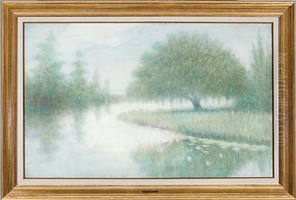 Expansive Louisiana Bayou Scene Oil Painting by Alexander John Drysdale