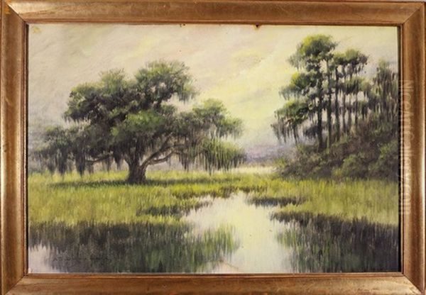 Live Oak Trees, Louisiana Bayou Oil Painting by Alexander John Drysdale