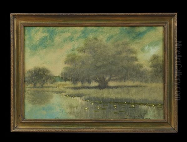 Water Lilies At Dusk Oil Painting by Alexander John Drysdale