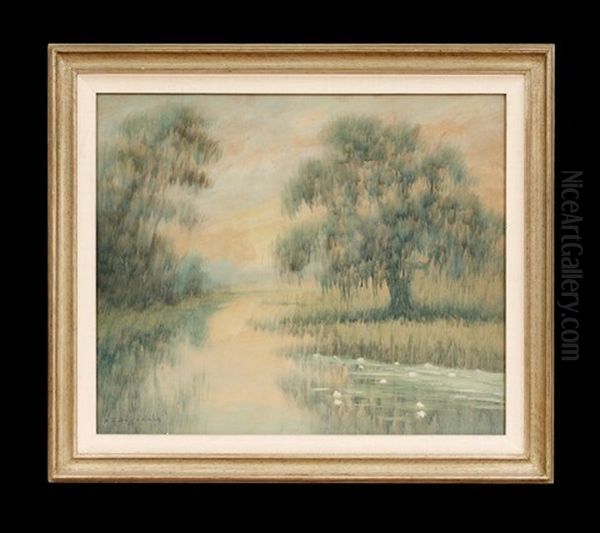 Sunset Over Bayou Oil Painting by Alexander John Drysdale