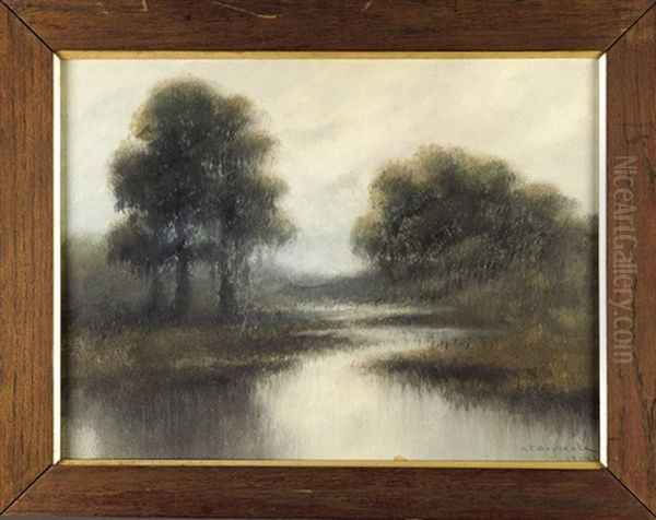 Bayou Landscape With Live Oak And Cypress Trees Oil Painting by Alexander John Drysdale