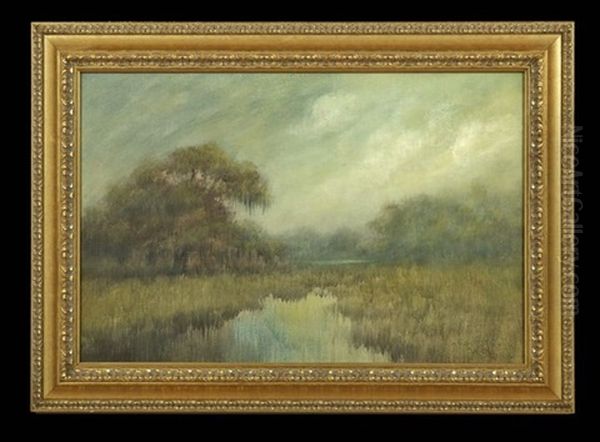 Louisiana Bayou Landscape At Dusk Oil Painting by Alexander John Drysdale