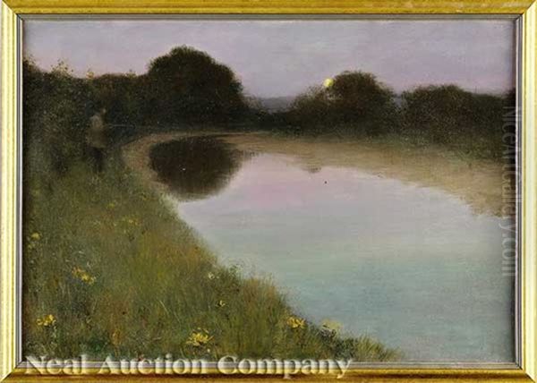 Fishing At Twilight Oil Painting by Alexander John Drysdale