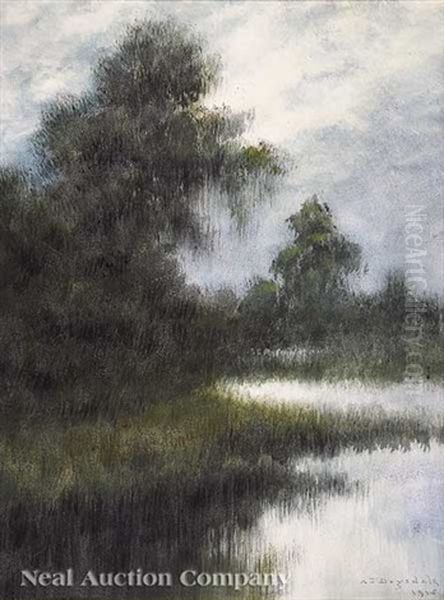 Cypress Trees On A Bayou Oil Painting by Alexander John Drysdale