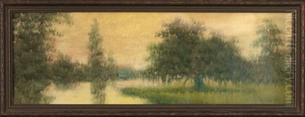 Cypress And Oaks Along The Bayou Oil Painting by Alexander John Drysdale