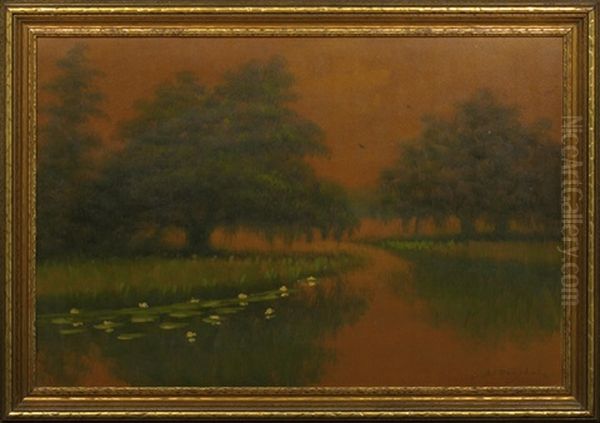 Tangerine Sunset On The Louisiana Bayou Oil Painting by Alexander John Drysdale