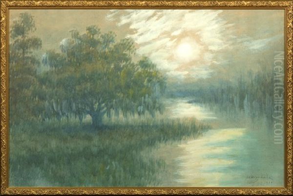 Moonlight Over The Louisiana Bayou Oil Painting by Alexander John Drysdale