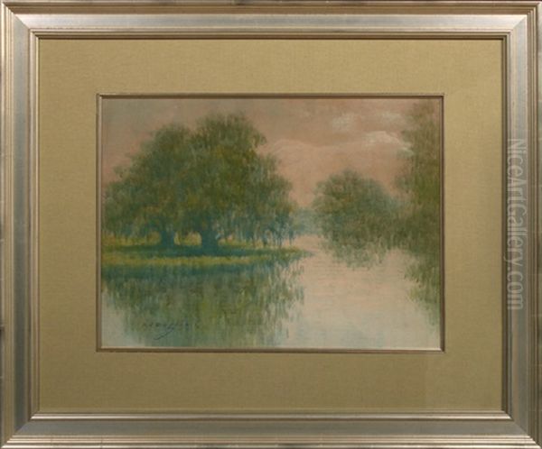 Louisiana Bayou Scene With Oak And Cypress Trees Oil Painting by Alexander John Drysdale