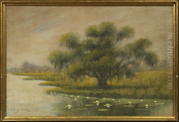 Oak Trees Along The Bayou Oil Painting by Alexander John Drysdale