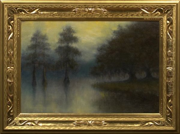 Cypress And Oak Trees Along The Blue Bayou Oil Painting by Alexander John Drysdale