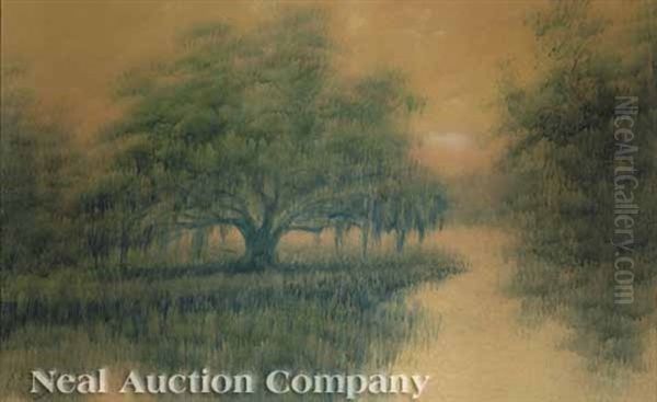 Sunset On A Louisiana Bayou Oil Painting by Alexander John Drysdale