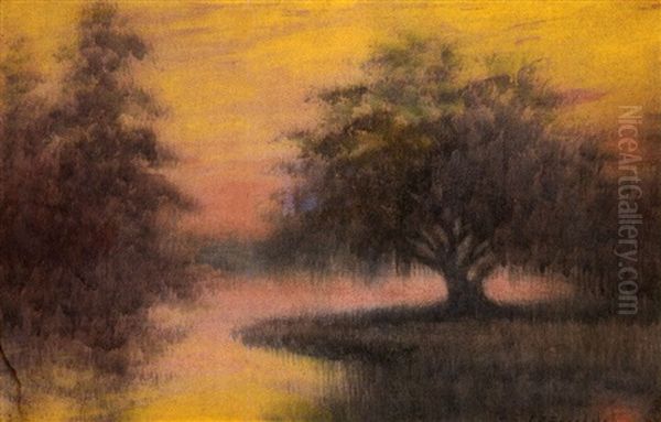 Sunset On The Bayou Oil Painting by Alexander John Drysdale