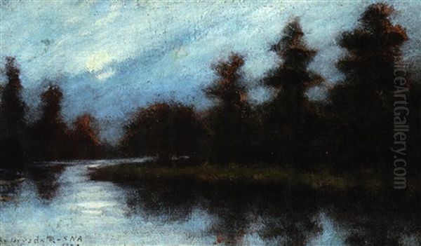 Louisiana Bayou At Night Oil Painting by Alexander John Drysdale