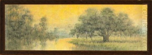 Sunrise On The Louisiana Bayou Oil Painting by Alexander John Drysdale