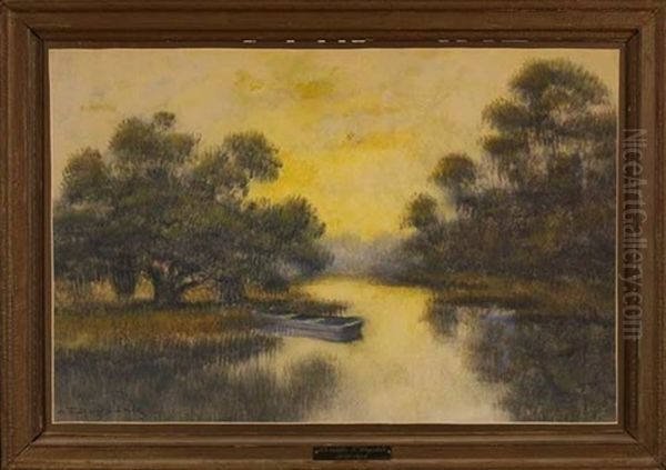 Pirogue On The Bayou Oil Painting by Alexander John Drysdale