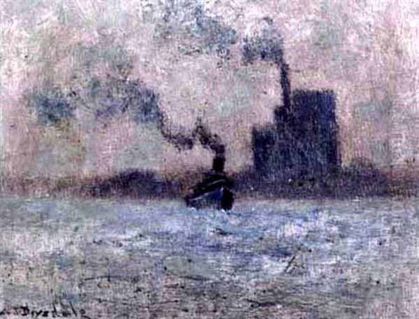 Tugboat In The Mist Oil Painting by Alexander John Drysdale