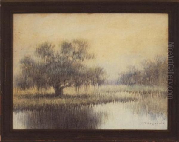 Bayou Landscape With Oak Oil Painting by Alexander John Drysdale