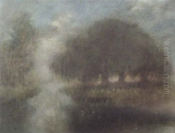 Trees In The Mist Oil Painting by Alexander John Drysdale