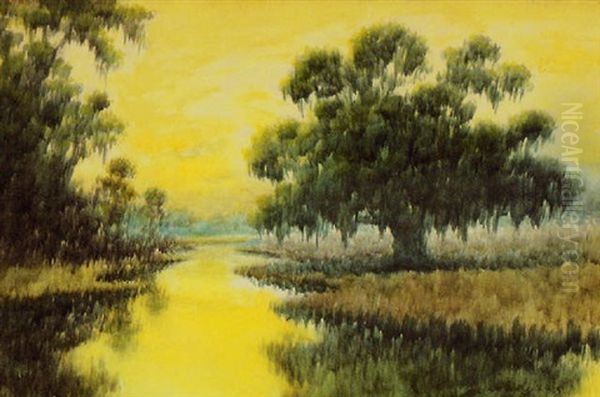 Oak Bayou Under Yellow Skies Oil Painting by Alexander John Drysdale