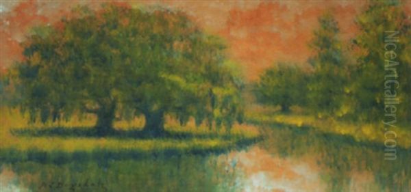 Springtime Bayou Landscape Oil Painting by Alexander John Drysdale