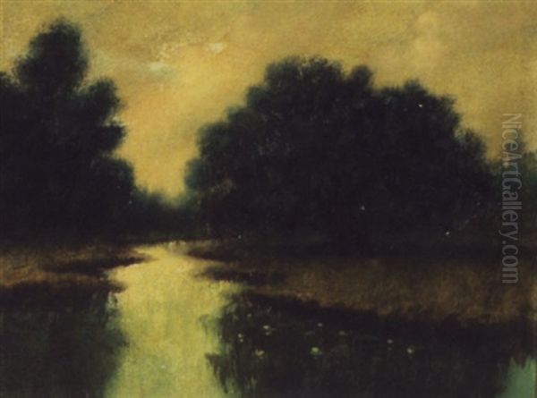 Bayou Landscape With Water Lilies by Alexander John Drysdale