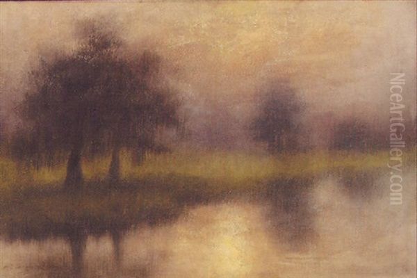 Sunrise Dispersing The Fog; Black River Above Monterey, Louisiana Oil Painting by Alexander John Drysdale