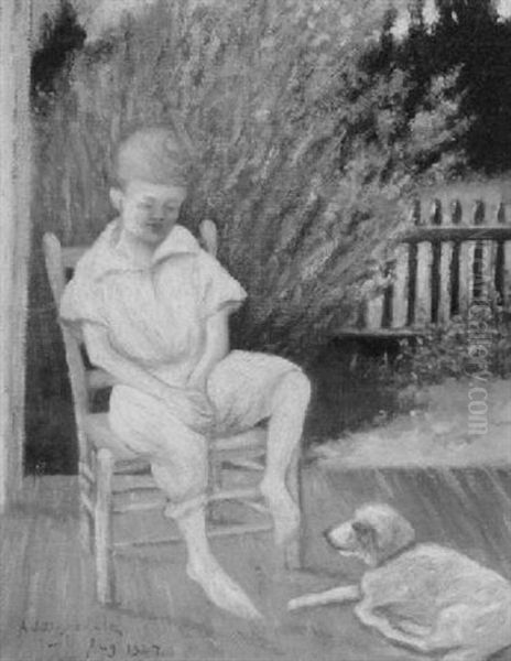 Portrait Of The Artist's Son, Walden Alexander And His Dog, 