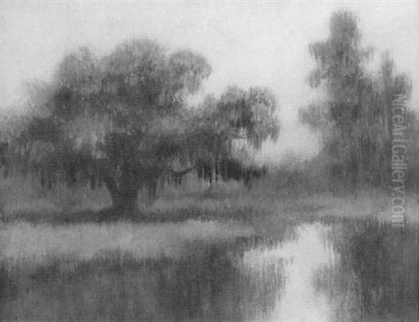 Bayou Scene With Live Oak And Cypress Oil Painting by Alexander John Drysdale