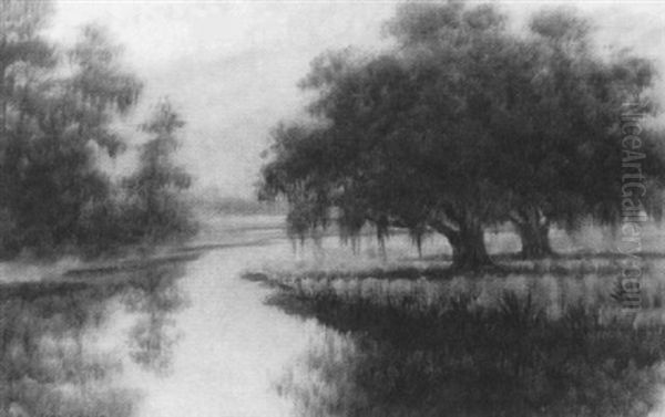 Bayou Peninsula With Oaks Oil Painting by Alexander John Drysdale