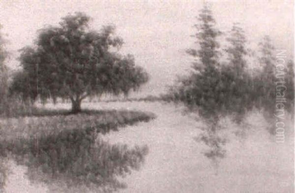 Bayou With Live Oaks And Cypresses Oil Painting by Alexander John Drysdale