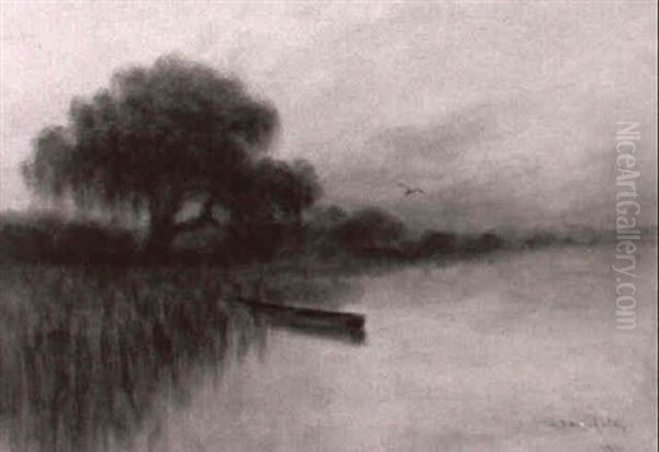 Skiff In The Reeds Oil Painting by Alexander John Drysdale