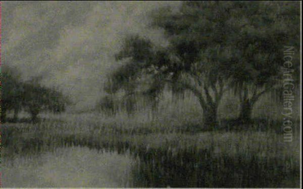 City Park View With Live Oaks Oil Painting by Alexander John Drysdale