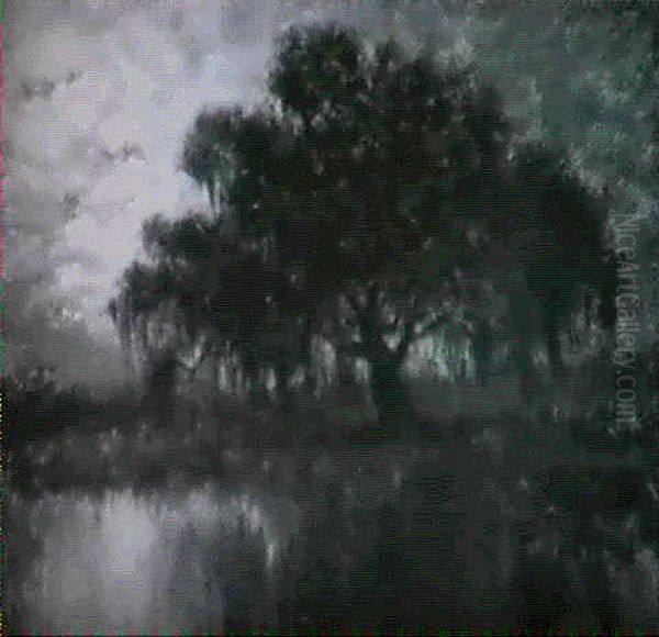 River Landscape At Dusk Oil Painting by Alexander John Drysdale