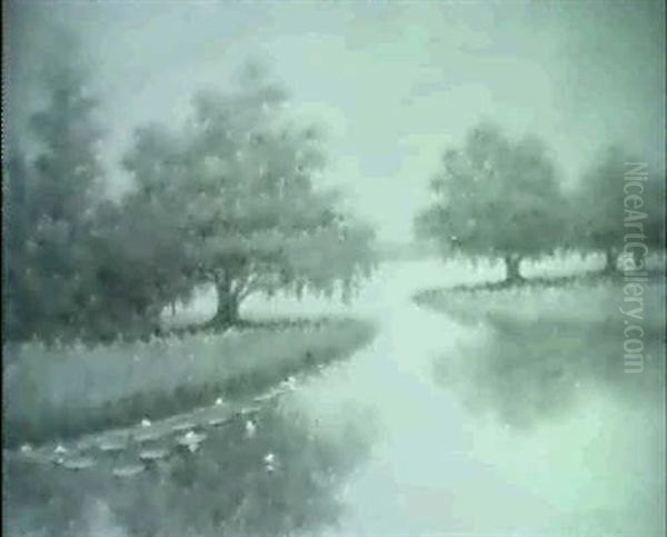 Live Oaks Along A Bayou Oil Painting by Alexander John Drysdale