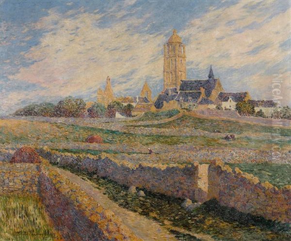 La Chapelle Des Muriers Et L'eglise Du Bourg De Batz Oil Painting by Ferdinand du Puigaudeau