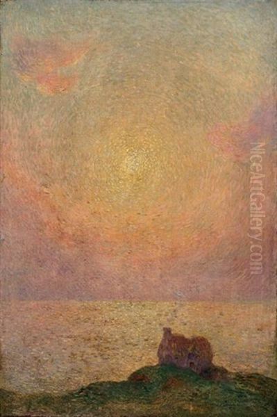 Coucher De Soleil Sur La Mer Oil Painting by Ferdinand du Puigaudeau