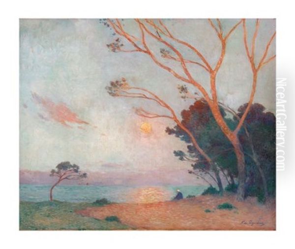 Lever De Soleil En Bord De Mer Oil Painting by Ferdinand du Puigaudeau