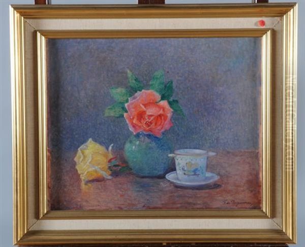 Nature Morte Aux Roses Oil Painting by Ferdinand du Puigaudeau