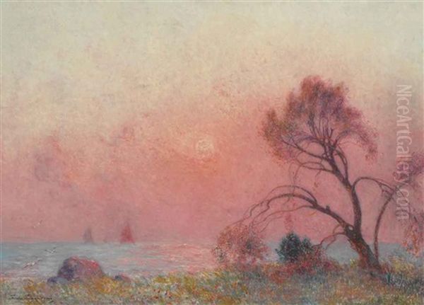 Soleil Couchant Sur La Mer Oil Painting by Ferdinand du Puigaudeau