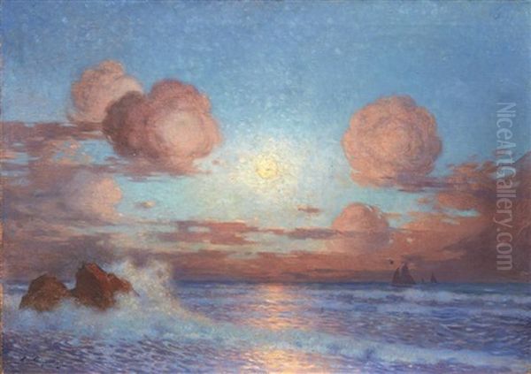 Voiliers Au Soleil Couchant Oil Painting by Ferdinand du Puigaudeau